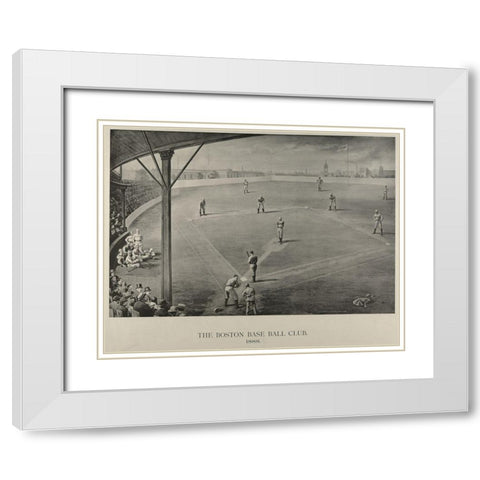 Boston Baseball Club 1888 White Modern Wood Framed Art Print with Double Matting by Hastings, George H