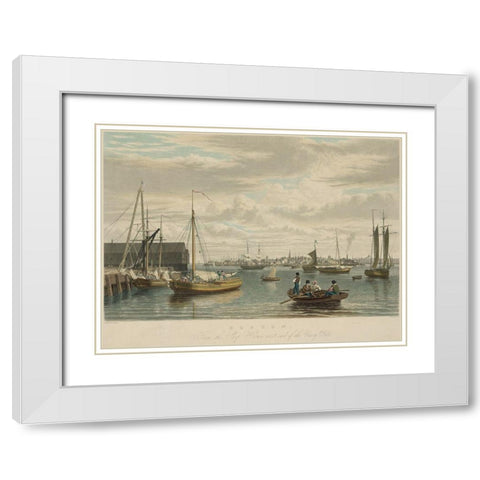 Boston from the ship house White Modern Wood Framed Art Print with Double Matting by Bennett, W J