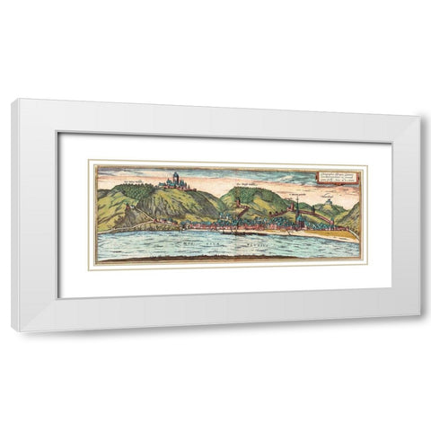 Cochem White Modern Wood Framed Art Print with Double Matting by Hogenberg, Braun