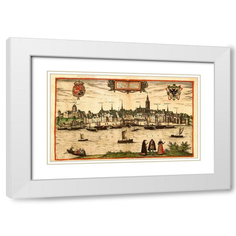 Nijmegen Netherlands White Modern Wood Framed Art Print with Double Matting by Hogenberg, Braun