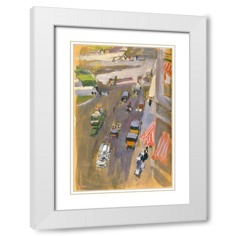 Fifth Avenue-New York White Modern Wood Framed Art Print with Double Matting by Sorolla, Joaquin