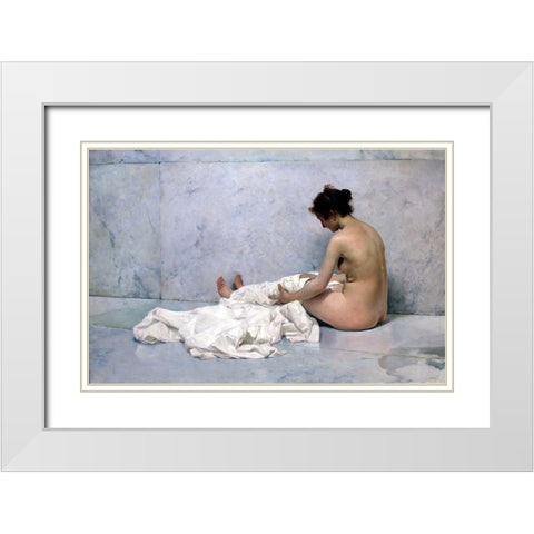 Naked White Modern Wood Framed Art Print with Double Matting by Sorolla, Joaquin