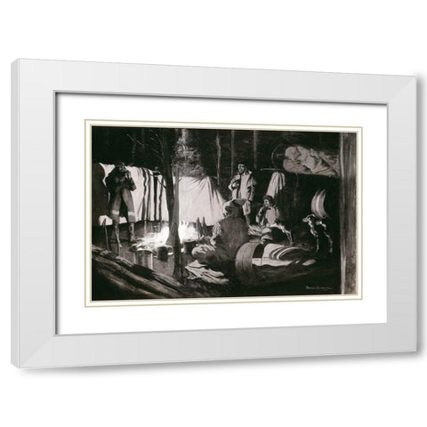 First and Best Camp of the Trip White Modern Wood Framed Art Print with Double Matting by Remington, Frederic