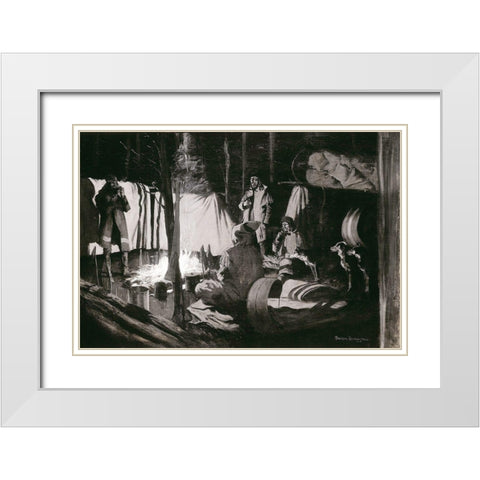 First and Best Camp of the Trip White Modern Wood Framed Art Print with Double Matting by Remington, Frederic