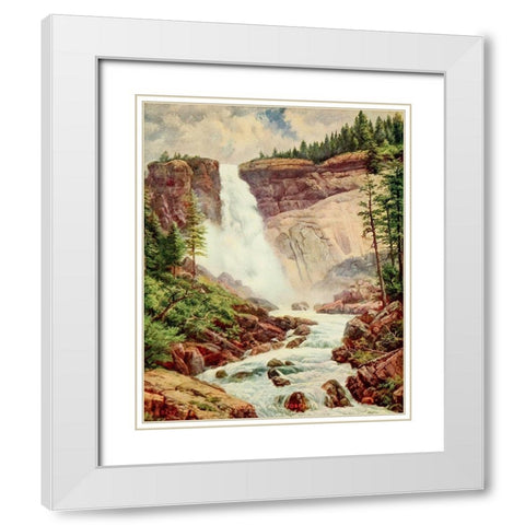 Nevada Fall-Yosemite from On Sunset Highways 1921 White Modern Wood Framed Art Print with Double Matting by Bagg, Henry