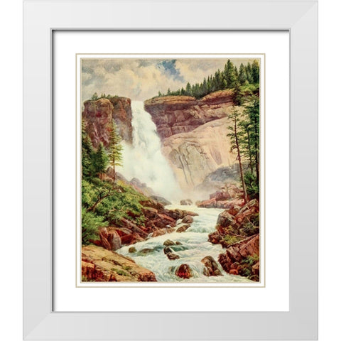Nevada Fall-Yosemite from On Sunset Highways 1921 White Modern Wood Framed Art Print with Double Matting by Bagg, Henry