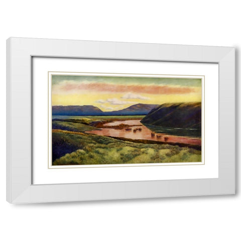 Eastwood from camp from Rod Gun and Perch 1914 White Modern Wood Framed Art Print with Double Matting by Blomfield, James