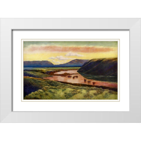 Eastwood from camp from Rod Gun and Perch 1914 White Modern Wood Framed Art Print with Double Matting by Blomfield, James