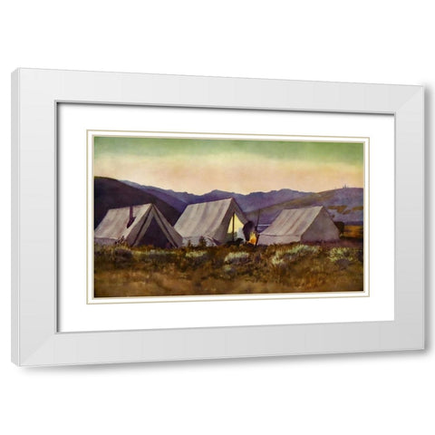 Evening camp from Rod Gun and Perch 1914 White Modern Wood Framed Art Print with Double Matting by Blomfield, James