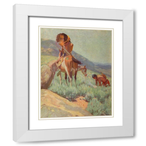 The Signal Fire from Scribners 35 1904 White Modern Wood Framed Art Print with Double Matting by Dunton, William