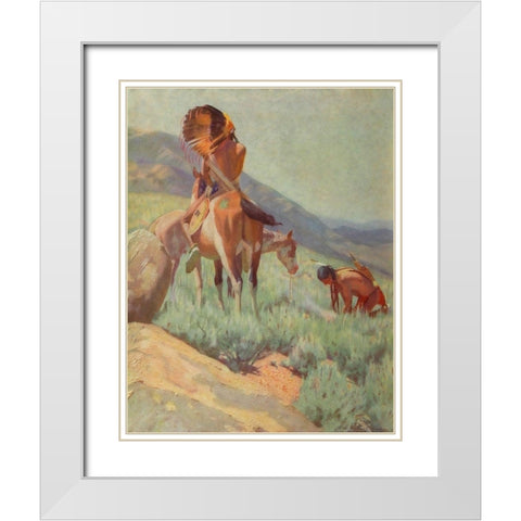 The Signal Fire from Scribners 35 1904 White Modern Wood Framed Art Print with Double Matting by Dunton, William