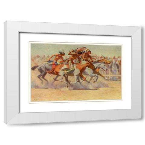 Indians Racing from Scribners 54 1904 White Modern Wood Framed Art Print with Double Matting by Dunton, William