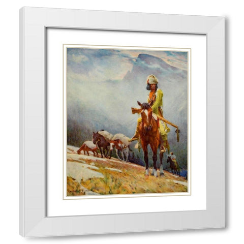 Breed Trapper from Scribners 56 1904 White Modern Wood Framed Art Print with Double Matting by Dunton, William