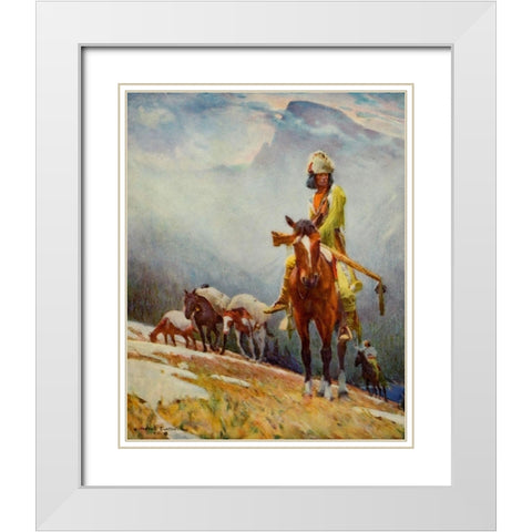Breed Trapper from Scribners 56 1904 White Modern Wood Framed Art Print with Double Matting by Dunton, William