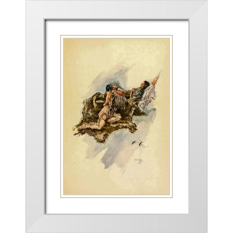 Indian Woman from The Song of Hiawatha 1906 White Modern Wood Framed Art Print with Double Matting by Fisher, Harrison