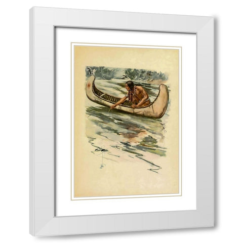 Indian canoe from The Song of Hiawatha 1906 White Modern Wood Framed Art Print with Double Matting by Fisher, Harrison