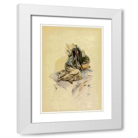 Indian Woman with pot from The Song of Hiawatha 1906 White Modern Wood Framed Art Print with Double Matting by Fisher, Harrison