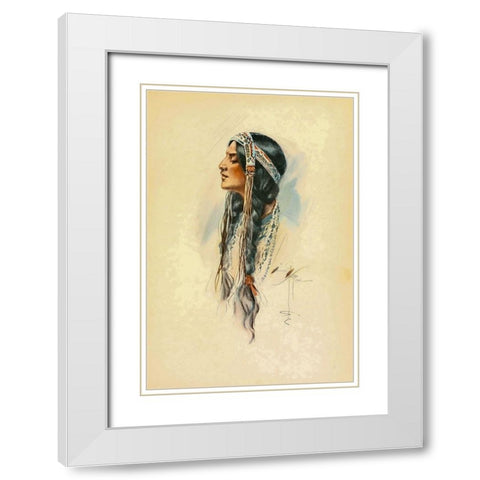 Indian Woman from The Song of Hiawatha 1906 White Modern Wood Framed Art Print with Double Matting by Fisher, Harrison