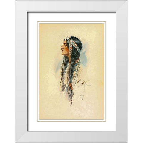Indian Woman from The Song of Hiawatha 1906 White Modern Wood Framed Art Print with Double Matting by Fisher, Harrison