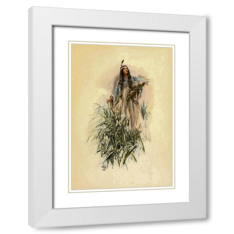 The Lonely Maiden from The Song of Hiawatha 1906 White Modern Wood Framed Art Print with Double Matting by Fisher, Harrison