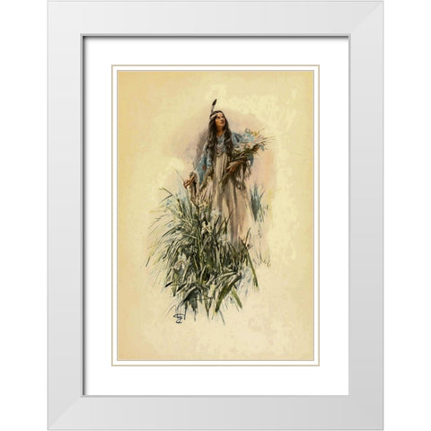 The Lonely Maiden from The Song of Hiawatha 1906 White Modern Wood Framed Art Print with Double Matting by Fisher, Harrison