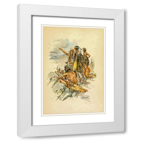 To the Mountains from The Song of Hiawatha 1906 White Modern Wood Framed Art Print with Double Matting by Fisher, Harrison