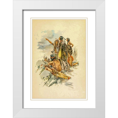 To the Mountains from The Song of Hiawatha 1906 White Modern Wood Framed Art Print with Double Matting by Fisher, Harrison