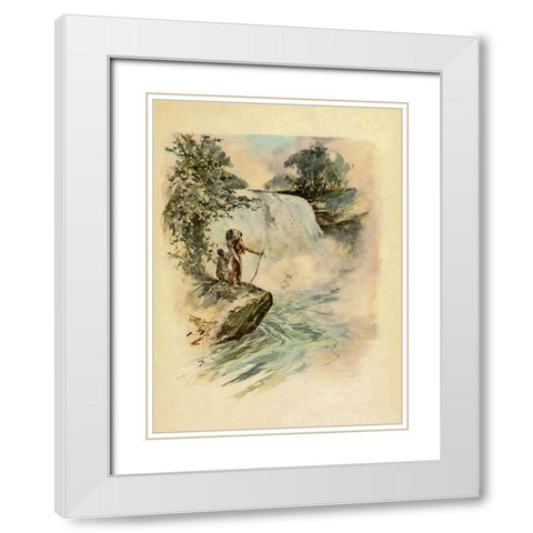 Waterfall from The Song of Hiawatha 1906 White Modern Wood Framed Art Print with Double Matting by Fisher, Harrison