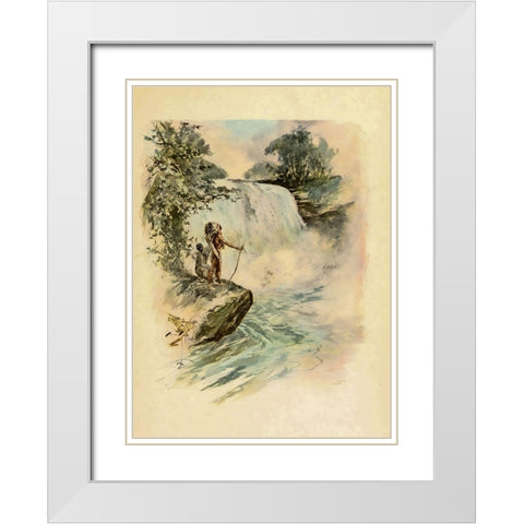 Waterfall from The Song of Hiawatha 1906 White Modern Wood Framed Art Print with Double Matting by Fisher, Harrison