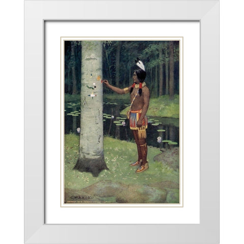 Each figure had a meaning from Story of Hiawatha 1910 White Modern Wood Framed Art Print with Double Matting by Kirk, Maria