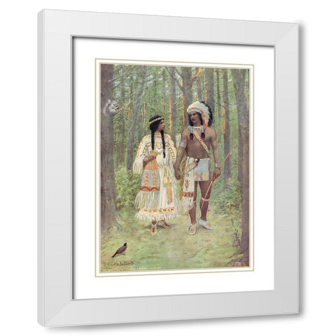 Pleasant was the journey homeward from Story of Hiawatha 1910 White Modern Wood Framed Art Print with Double Matting by Kirk, Maria