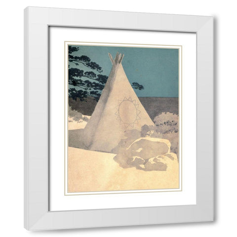Tee-pee from Story of Hiawatha 1910 White Modern Wood Framed Art Print with Double Matting by Kirk, Maria