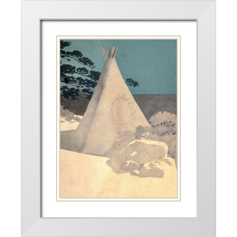 Tee-pee from Story of Hiawatha 1910 White Modern Wood Framed Art Print with Double Matting by Kirk, Maria