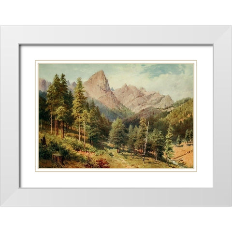 Castle Crag-Rattlesnake Canyon-California 1914 White Modern Wood Framed Art Print with Double Matting by Palmer, Sutton