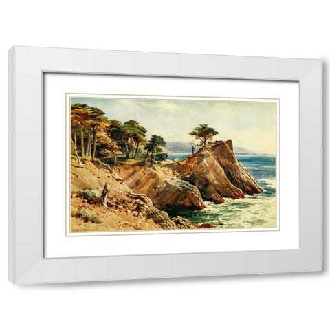 Cypress Point near Carmel-California 1914 White Modern Wood Framed Art Print with Double Matting by Palmer, Sutton