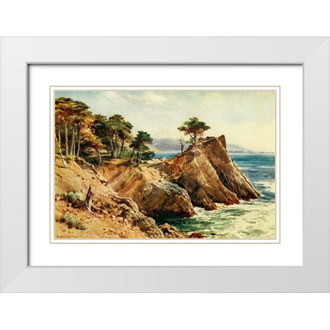 Cypress Point near Carmel-California 1914 White Modern Wood Framed Art Print with Double Matting by Palmer, Sutton