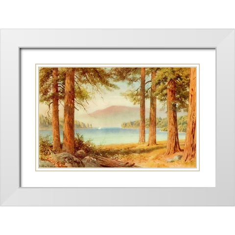 Lake Tahoe-California 1914 White Modern Wood Framed Art Print with Double Matting by Palmer, Sutton