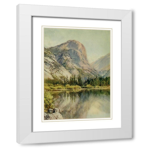 Mirror Lake-Yosemite-California 1914 White Modern Wood Framed Art Print with Double Matting by Palmer, Sutton