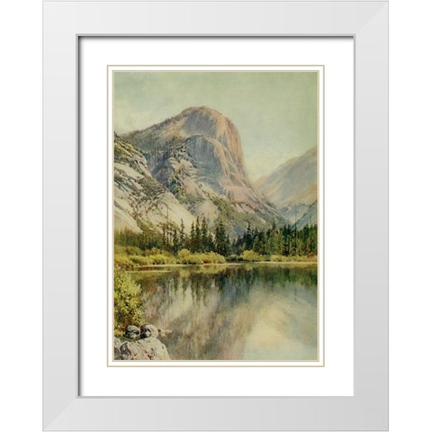 Mirror Lake-Yosemite-California 1914 White Modern Wood Framed Art Print with Double Matting by Palmer, Sutton