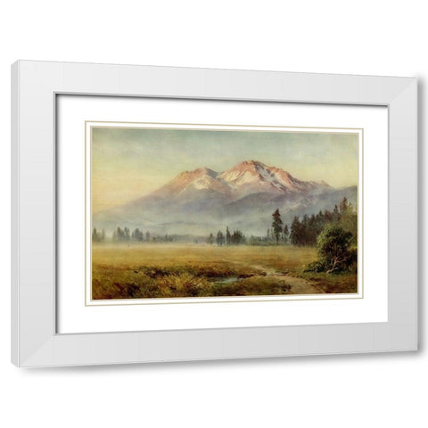 Mount Shasta-California 1914 White Modern Wood Framed Art Print with Double Matting by Palmer, Sutton