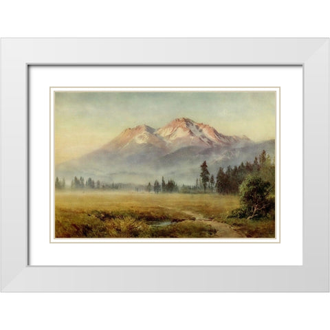 Mount Shasta-California 1914 White Modern Wood Framed Art Print with Double Matting by Palmer, Sutton