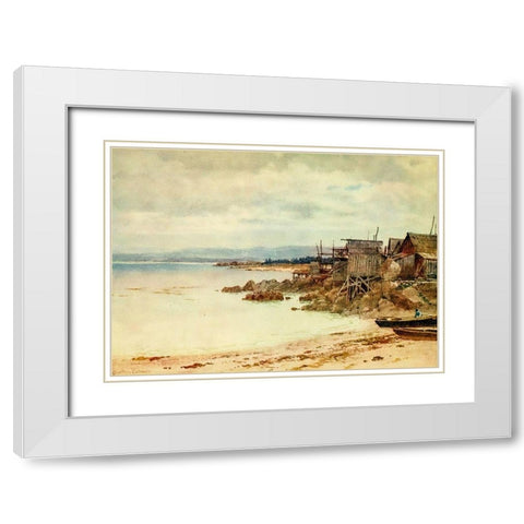 Pescadera-Chinese fishing village in Monterey Bay-California 1914 White Modern Wood Framed Art Print with Double Matting by Palmer, Sutton