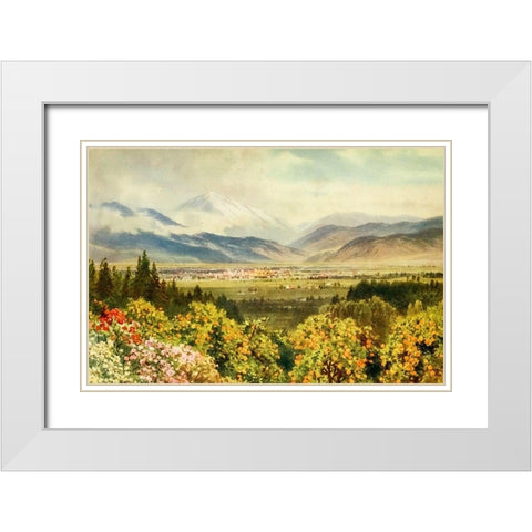 Redlands-looking towards San Bernardino Range-California 1914 White Modern Wood Framed Art Print with Double Matting by Palmer, Sutton