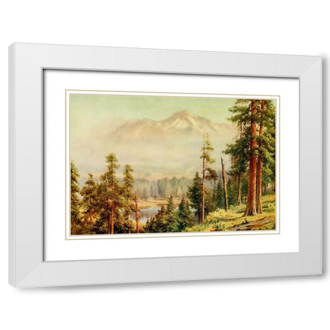 Shasta-California 1914 White Modern Wood Framed Art Print with Double Matting by Palmer, Sutton
