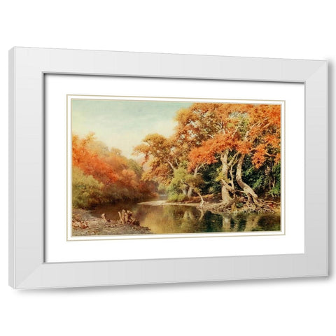 Sycamores-a coast range canyon-California 1914 White Modern Wood Framed Art Print with Double Matting by Palmer, Sutton