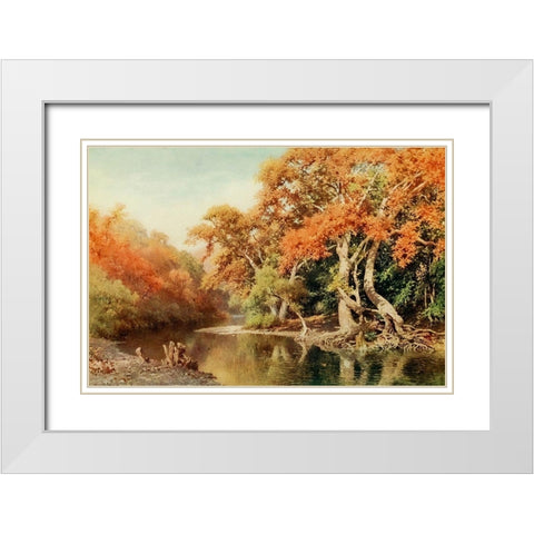 Sycamores-a coast range canyon-California 1914 White Modern Wood Framed Art Print with Double Matting by Palmer, Sutton