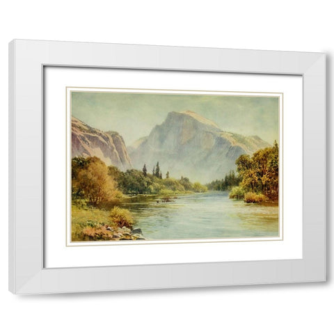 The Half Dome-Yosemite-California 1914 White Modern Wood Framed Art Print with Double Matting by Palmer, Sutton