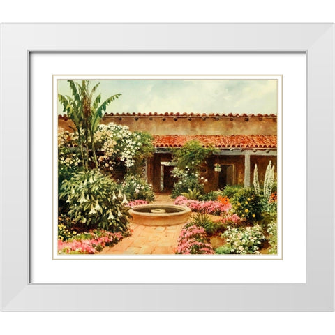 The Pation-old Spanish residence-California 1914 White Modern Wood Framed Art Print with Double Matting by Palmer, Sutton