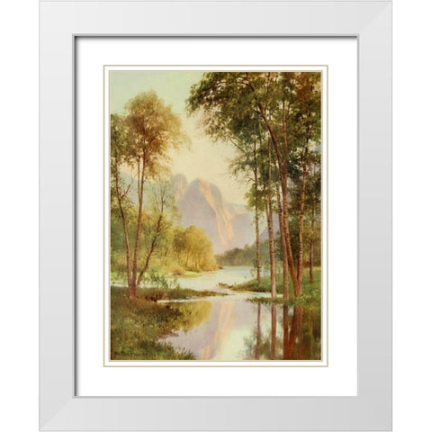 The Three Brothers-Yosemite Valley-California 1914 White Modern Wood Framed Art Print with Double Matting by Palmer, Sutton