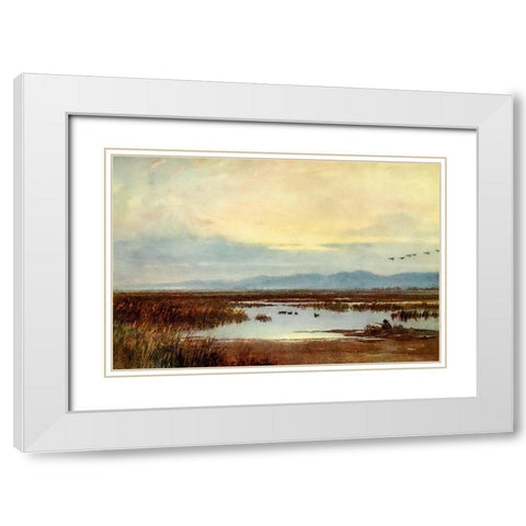 Waiting for duck-Los Banos-California 1914 White Modern Wood Framed Art Print with Double Matting by Palmer, Sutton